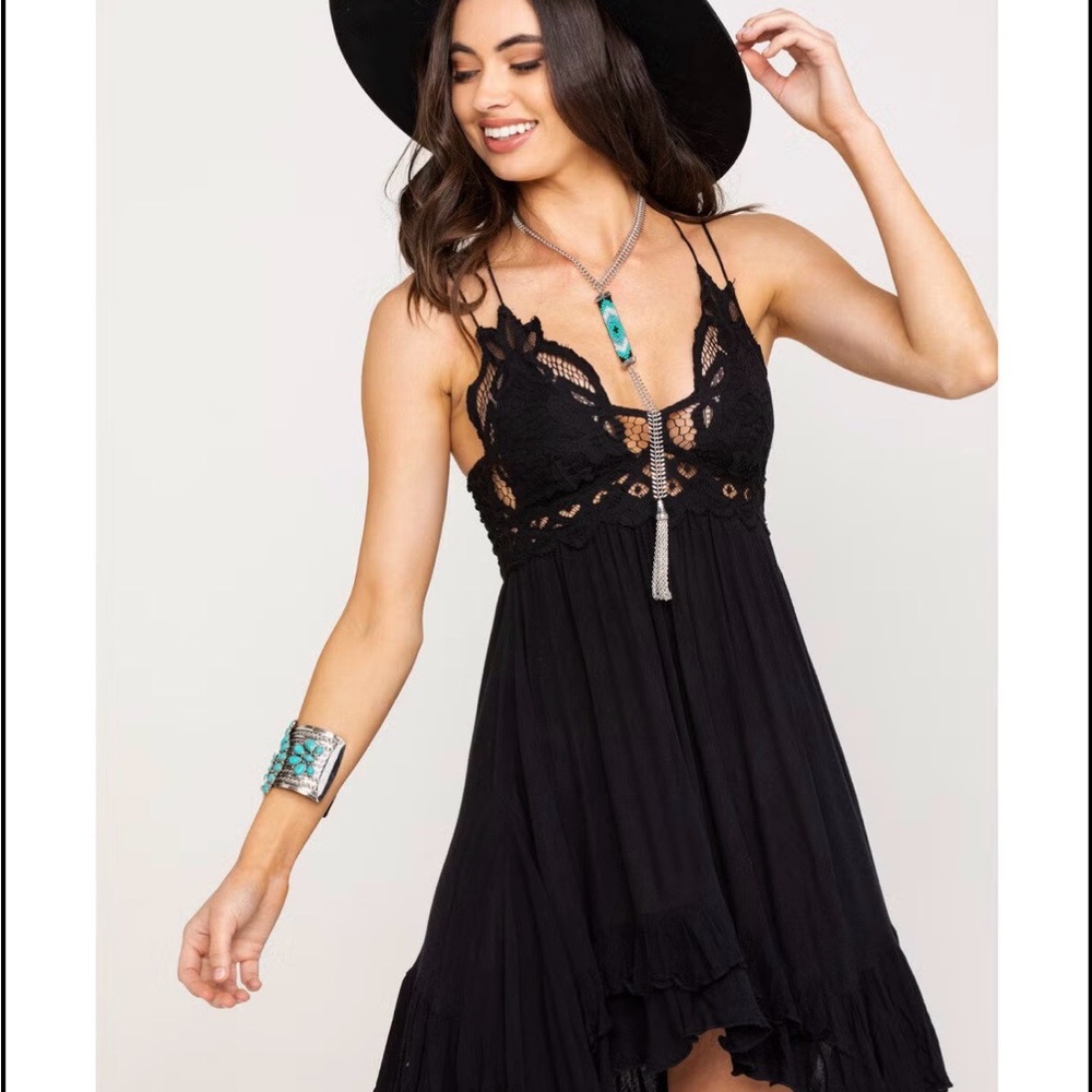 Free People Black Lace Mini Dress